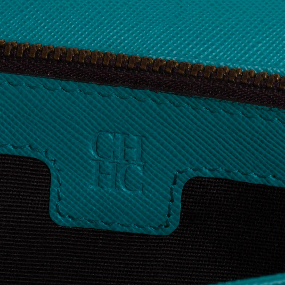 Carolina Herrera Green Monogram Coated Canvas Continental Wallet Women