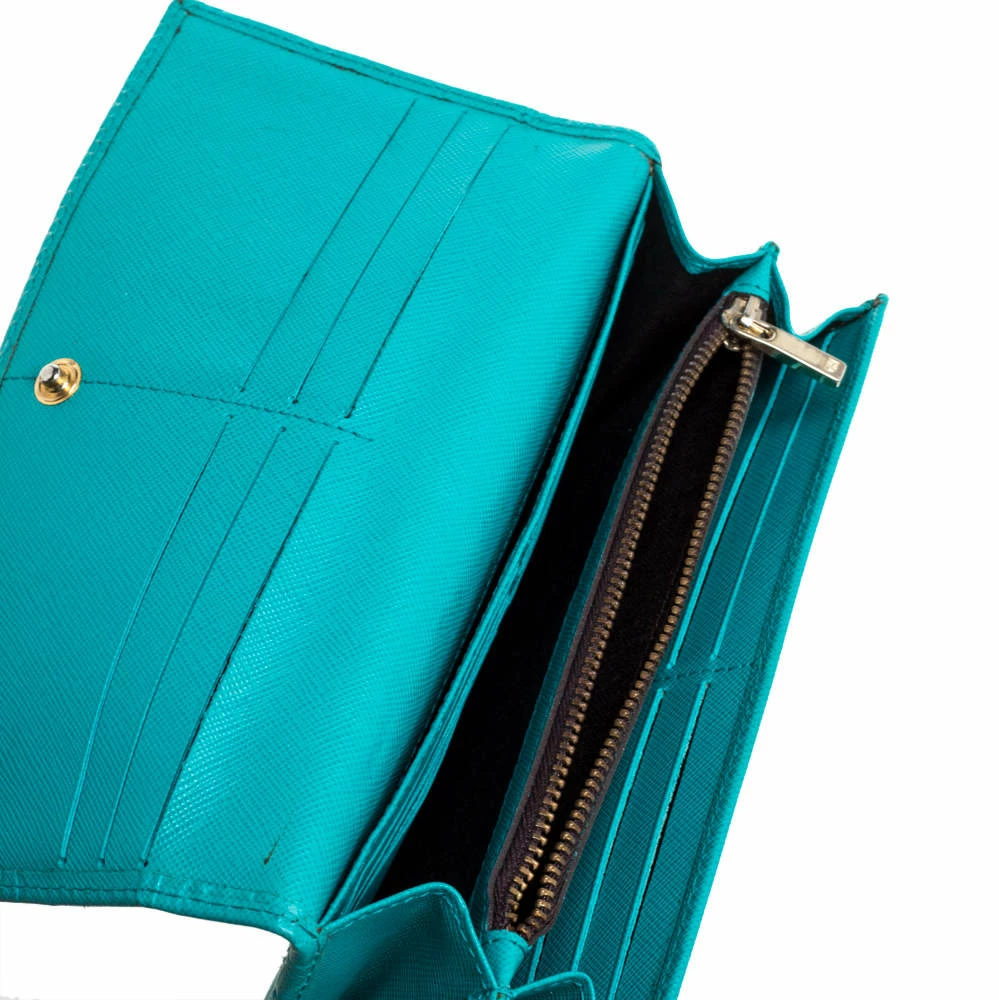 Carolina Herrera Green Monogram Coated Canvas Continental Wallet Women