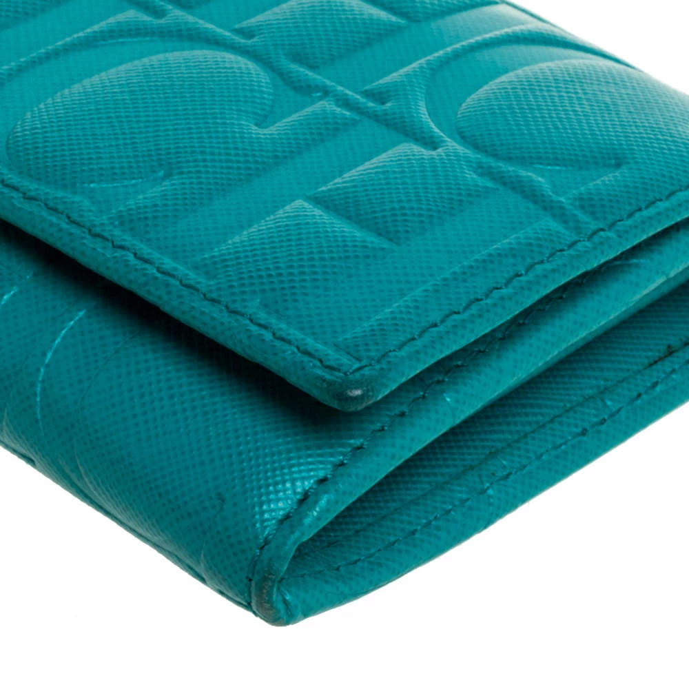 Carolina Herrera Green Monogram Coated Canvas Continental Wallet Women