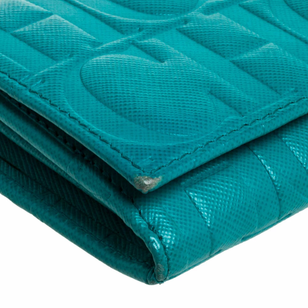 Carolina Herrera Green Monogram Coated Canvas Continental Wallet Women