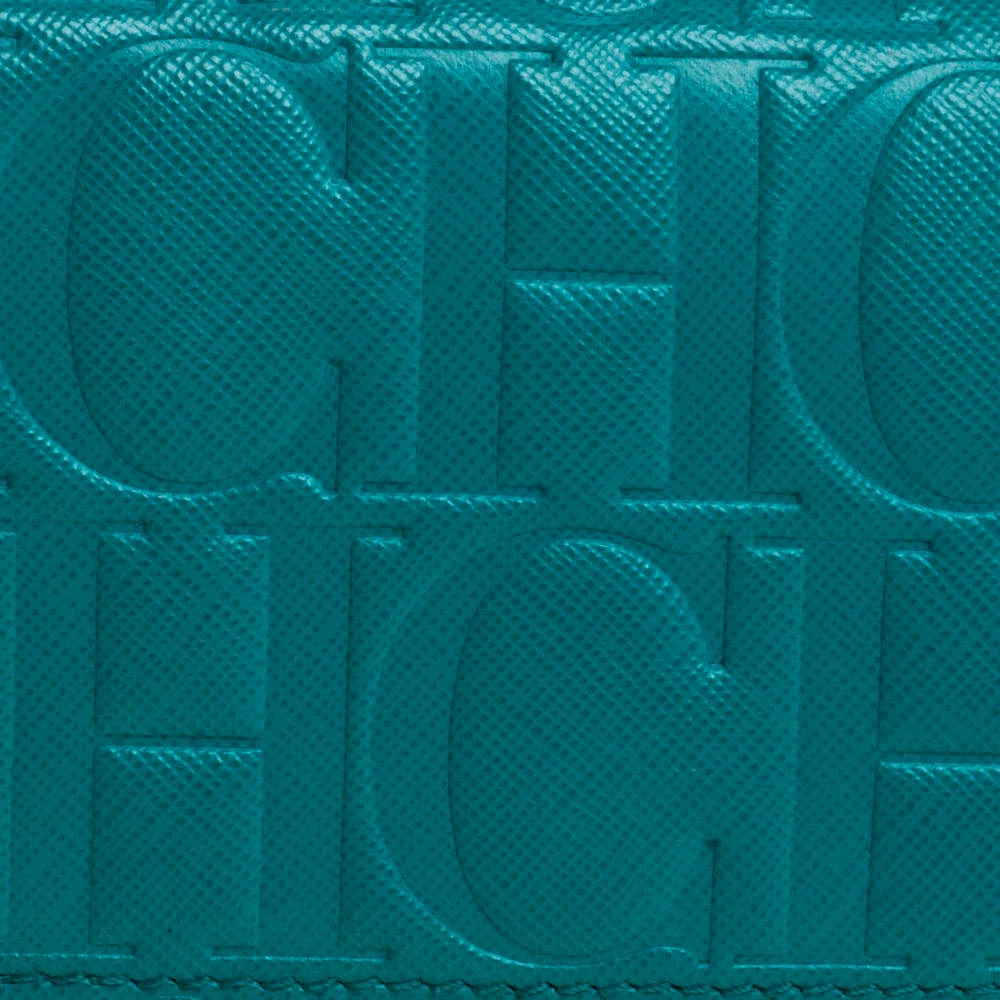 Carolina Herrera Green Monogram Coated Canvas Continental Wallet Women