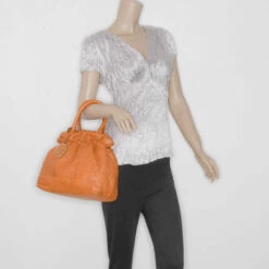 Alternative view of Carolina Herrera Orange Pleated Bag Women