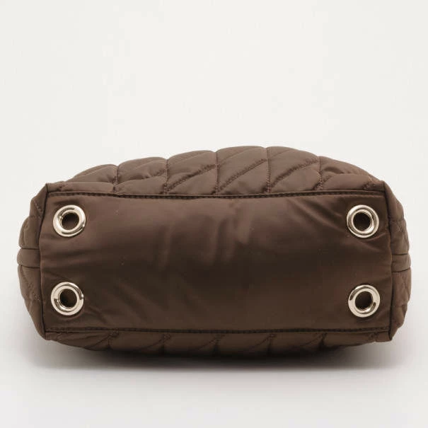 Carolina Herrera Brown Quilted Nylon Tote Women
