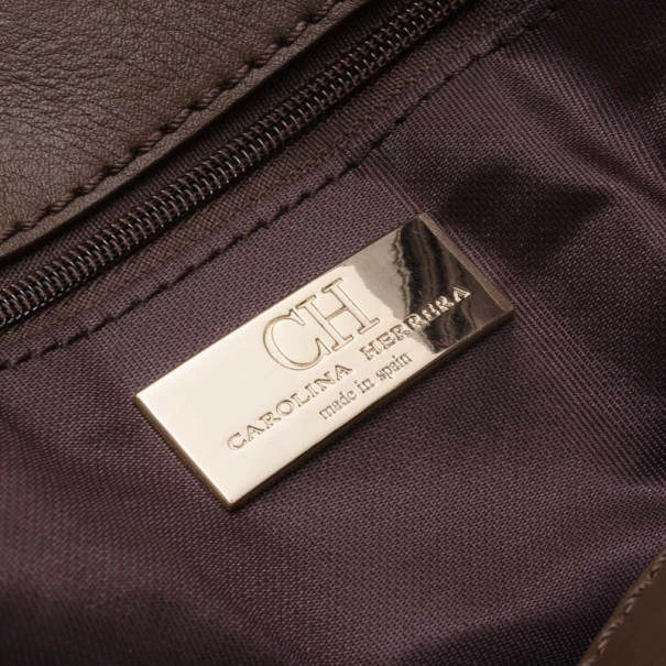 Carolina Herrera Brown Quilted Nylon Tote Women