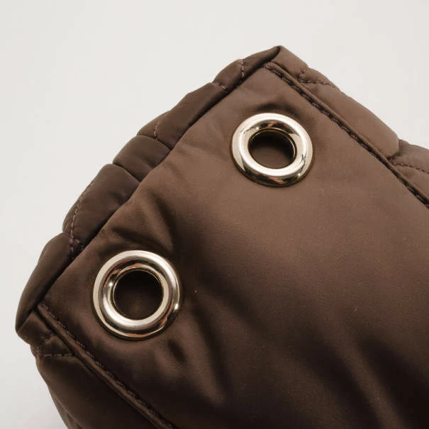 Carolina Herrera Brown Quilted Nylon Tote Women