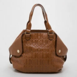 Carolina Herrera Brown Monogram Folded Flap Tote Women