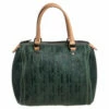 Carolina Herrera Dark Green Monogram Leather Andy Boston Bag Women
