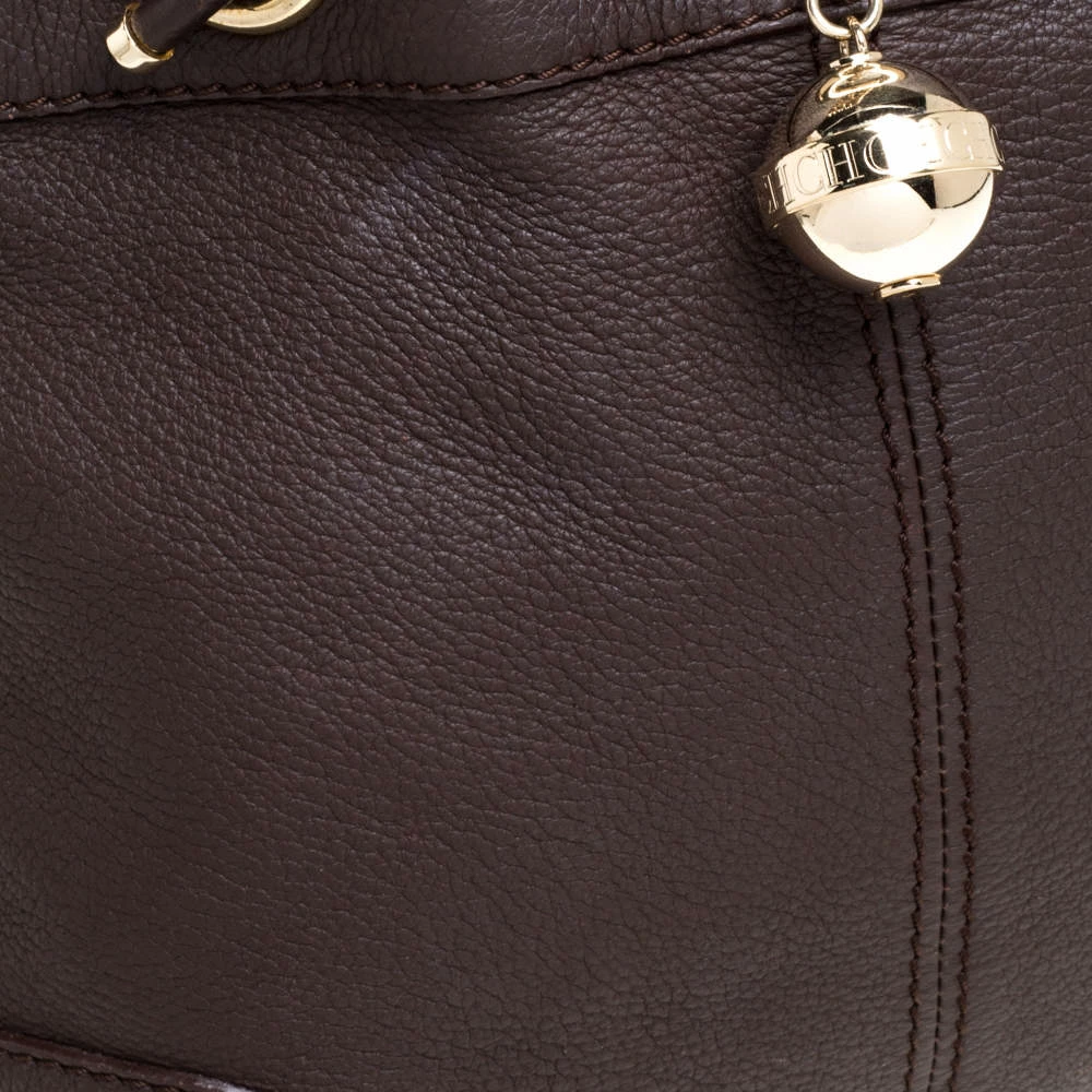 Carolina Herrera Brown Leather Chain Handle Tote Women