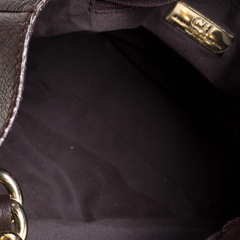 Carolina Herrera Brown Leather Chain Handle Tote Women