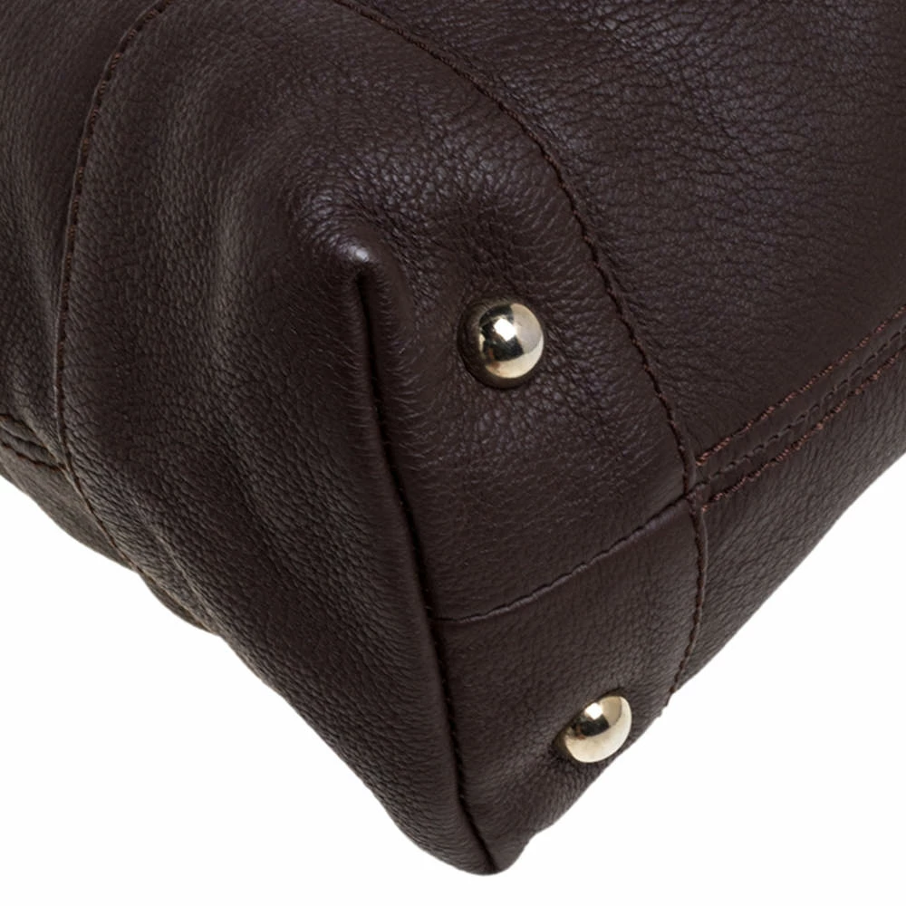 Carolina Herrera Brown Leather Chain Handle Tote Women