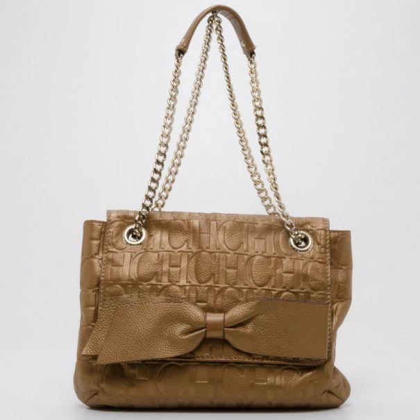 Carolina Herrera Audrey Bronze Bow Handbag Women - Gold,metallic