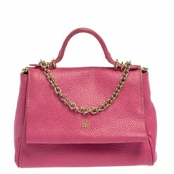 Carolina Herrera Pink Leather Mini Minuetto Top Handle Bag Women
