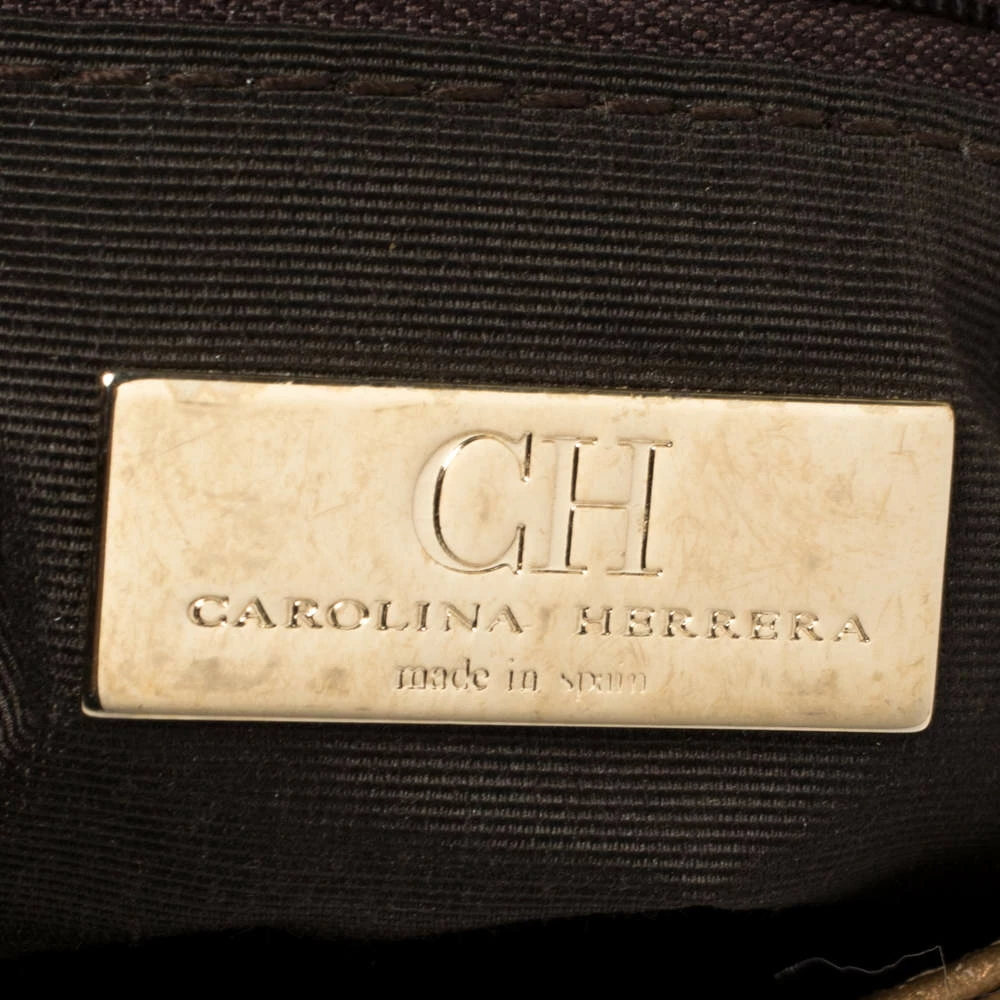 Carolina Herrera Gold Monogram Leather Audrey Shoulder Bag Women