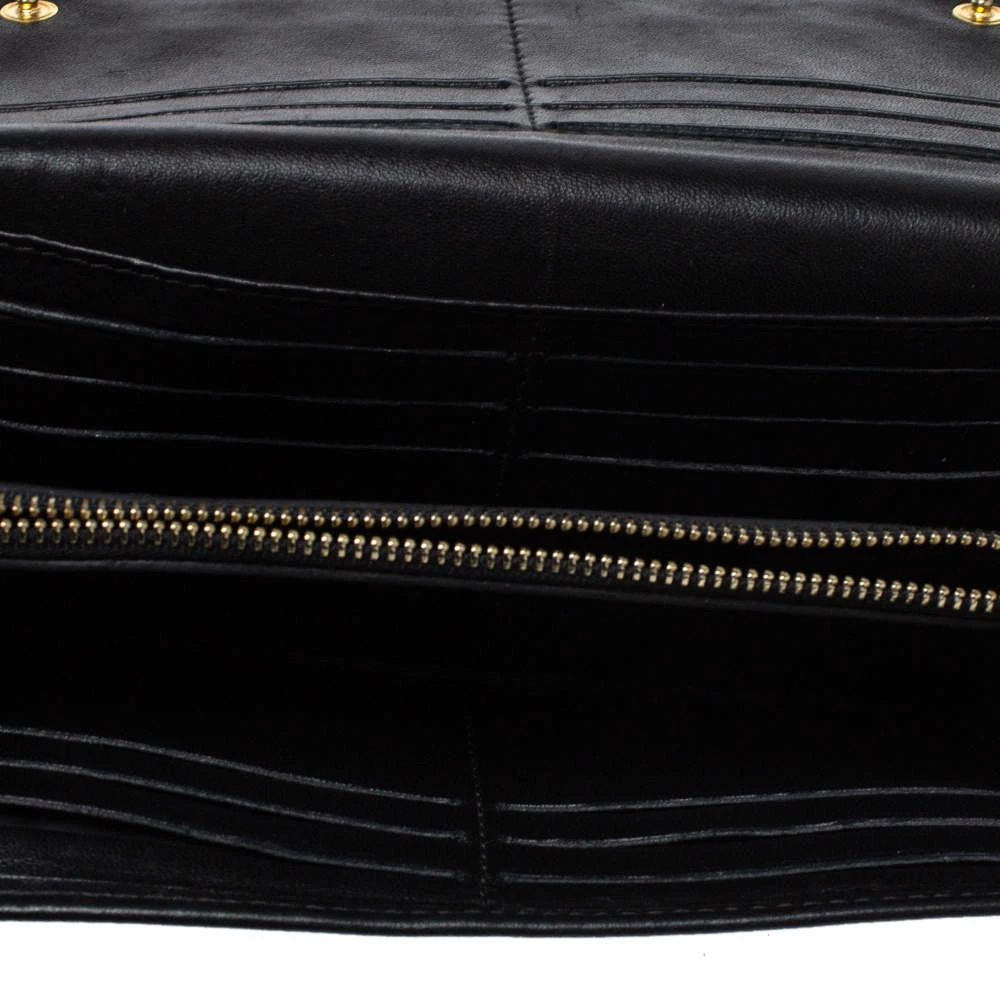 Carolina Herrera Black Quilted Leather Flap Wallet Women