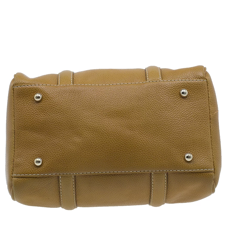 Carolina Herrera Camel Leahter Padlock Charm Boston Bag Women - Brown