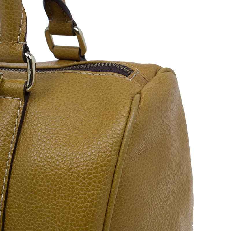 Carolina Herrera Camel Leahter Padlock Charm Boston Bag Women - Brown