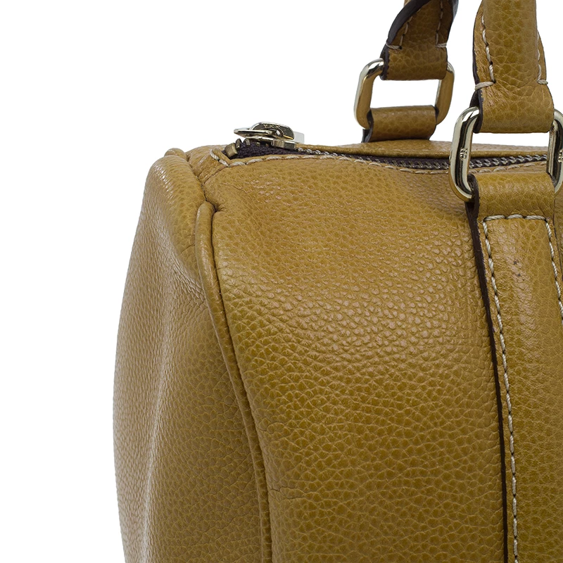 Carolina Herrera Camel Leahter Padlock Charm Boston Bag Women - Brown