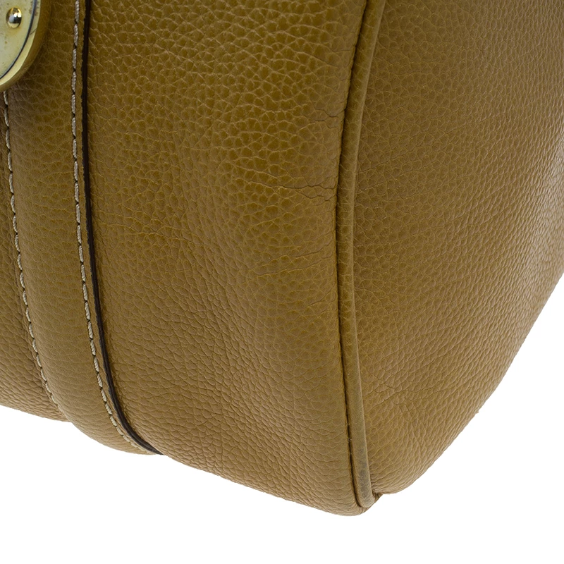 Carolina Herrera Camel Leahter Padlock Charm Boston Bag Women - Brown