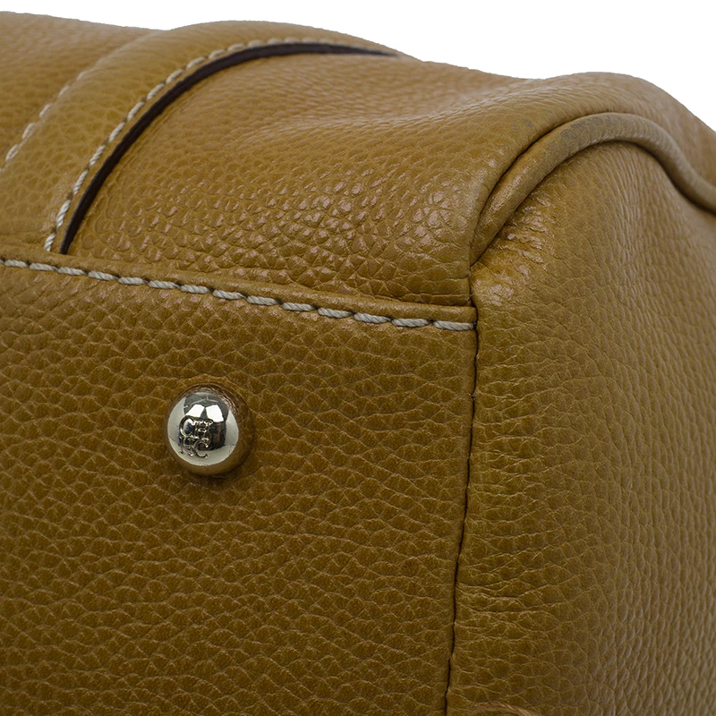 Carolina Herrera Camel Leahter Padlock Charm Boston Bag Women - Brown