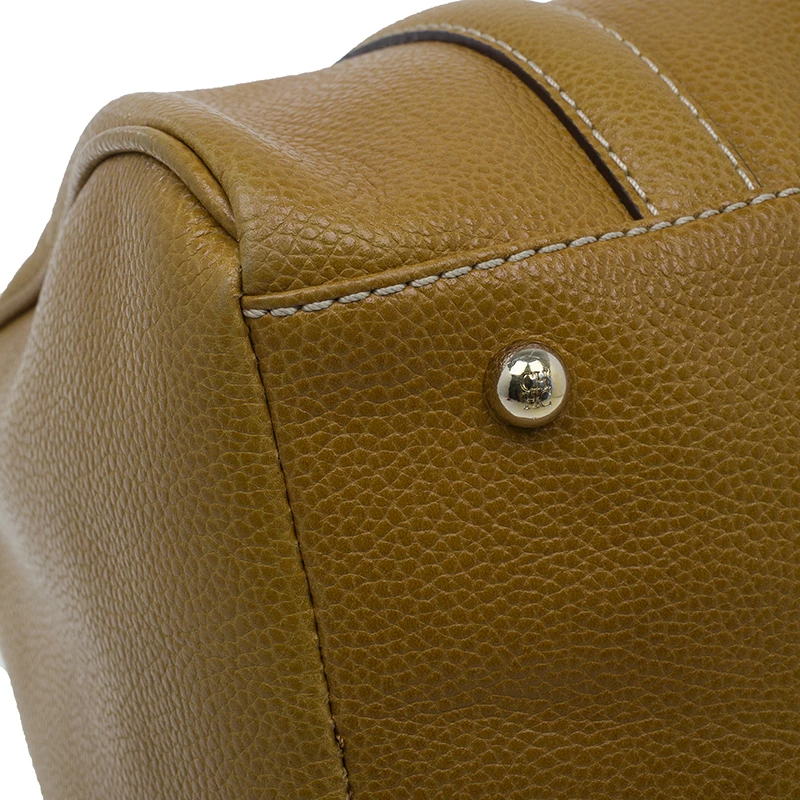 Carolina Herrera Camel Leahter Padlock Charm Boston Bag Women - Brown