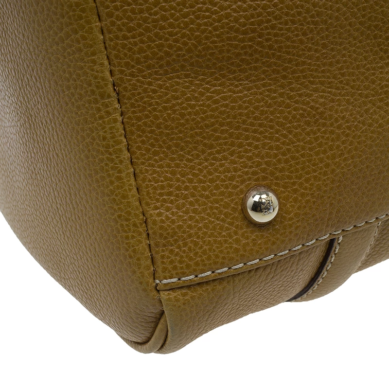 Carolina Herrera Camel Leahter Padlock Charm Boston Bag Women - Brown