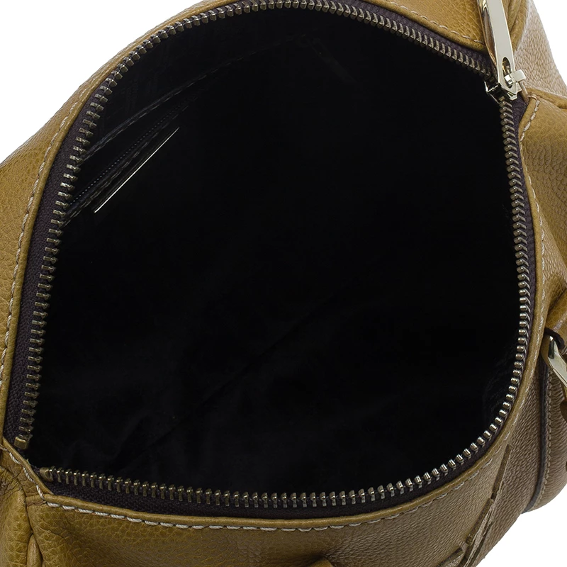 Carolina Herrera Camel Leahter Padlock Charm Boston Bag Women - Brown