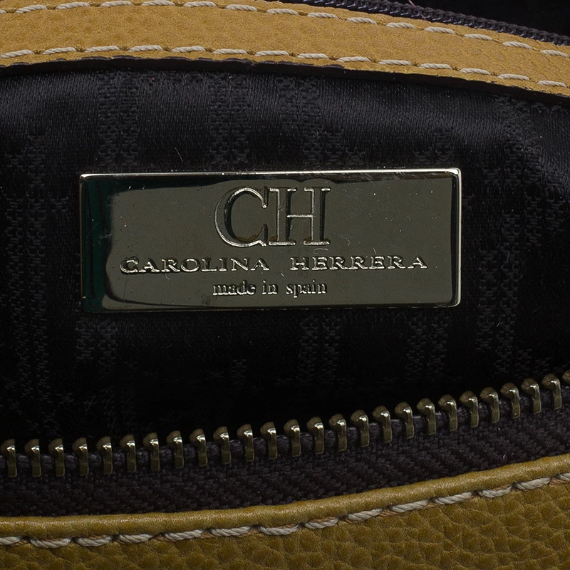 Carolina Herrera Camel Leahter Padlock Charm Boston Bag Women - Brown