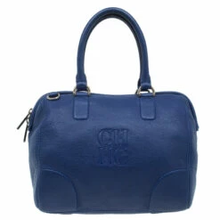 Carolina Herrera Blue Leather Boston Bag Women