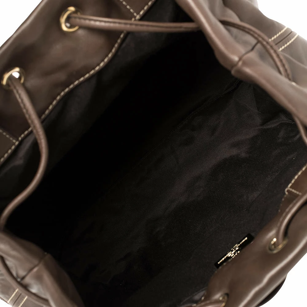 Carolina Herrera Dark Brown Monogram Quilted Leather Drawstring Tote Women 7 Carolina Herrera Dark Brown Monogram Quilted Leather Drawstring Tote Women - Image 7