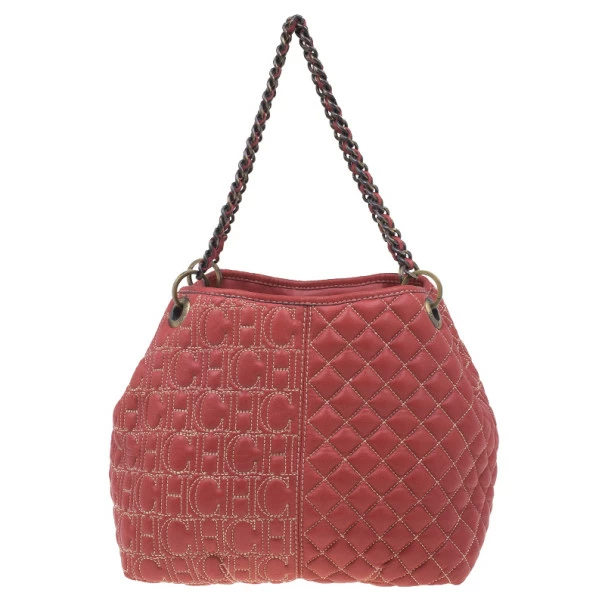 Carolina Herrera Red Quilted Leather Tote Women
