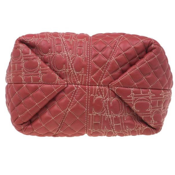 Carolina Herrera Red Quilted Leather Tote Women
