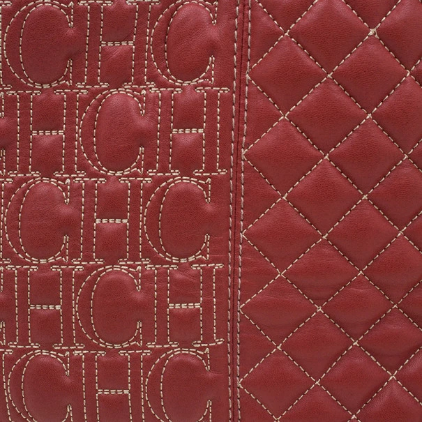 Carolina Herrera Red Quilted Leather Tote Women