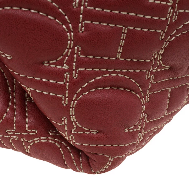 Carolina Herrera Red Quilted Leather Tote Women