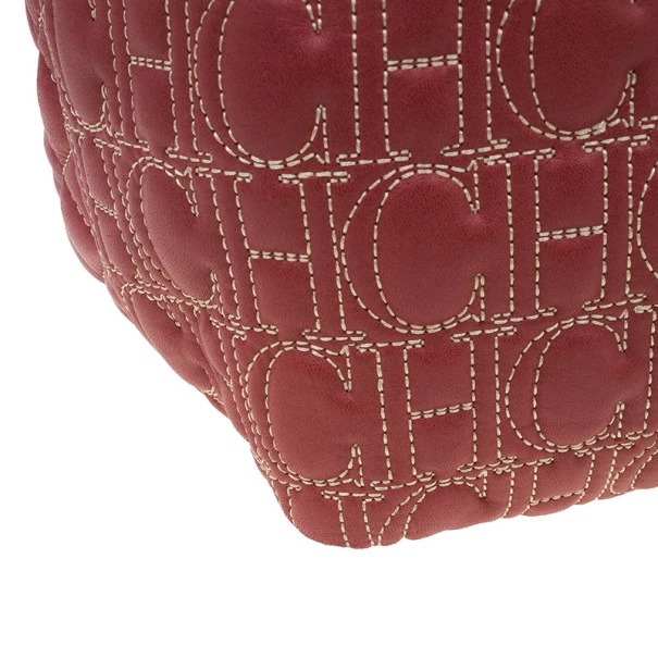 Carolina Herrera Red Quilted Leather Tote Women