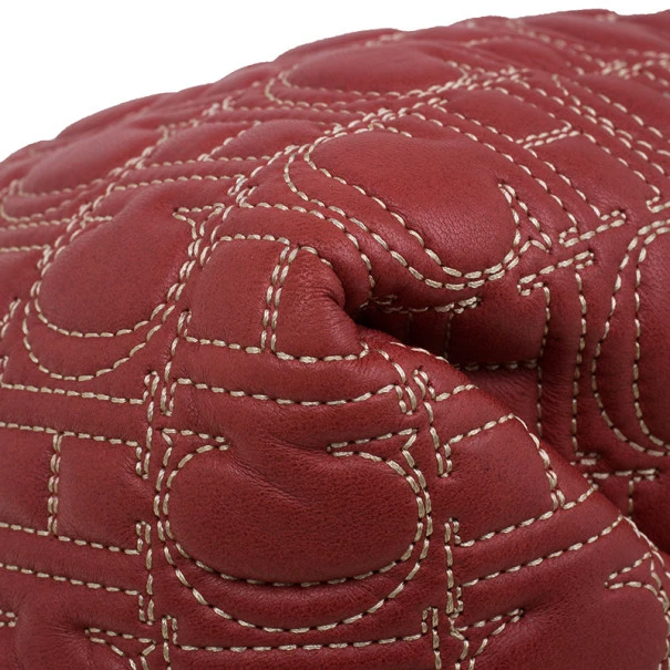 Carolina Herrera Red Quilted Leather Tote Women