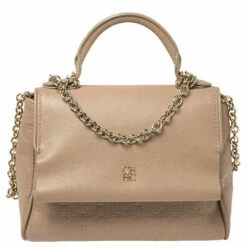 Carolina Herrera Beige Leather Mini Minuetto Top Handle Bag Women
