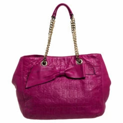 Carolina Herrera Fuchsia Monogram Leather Audrey Tote Women - Pink