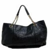 Carolina Herrera Black Monogram Leather Chain Hobo Women