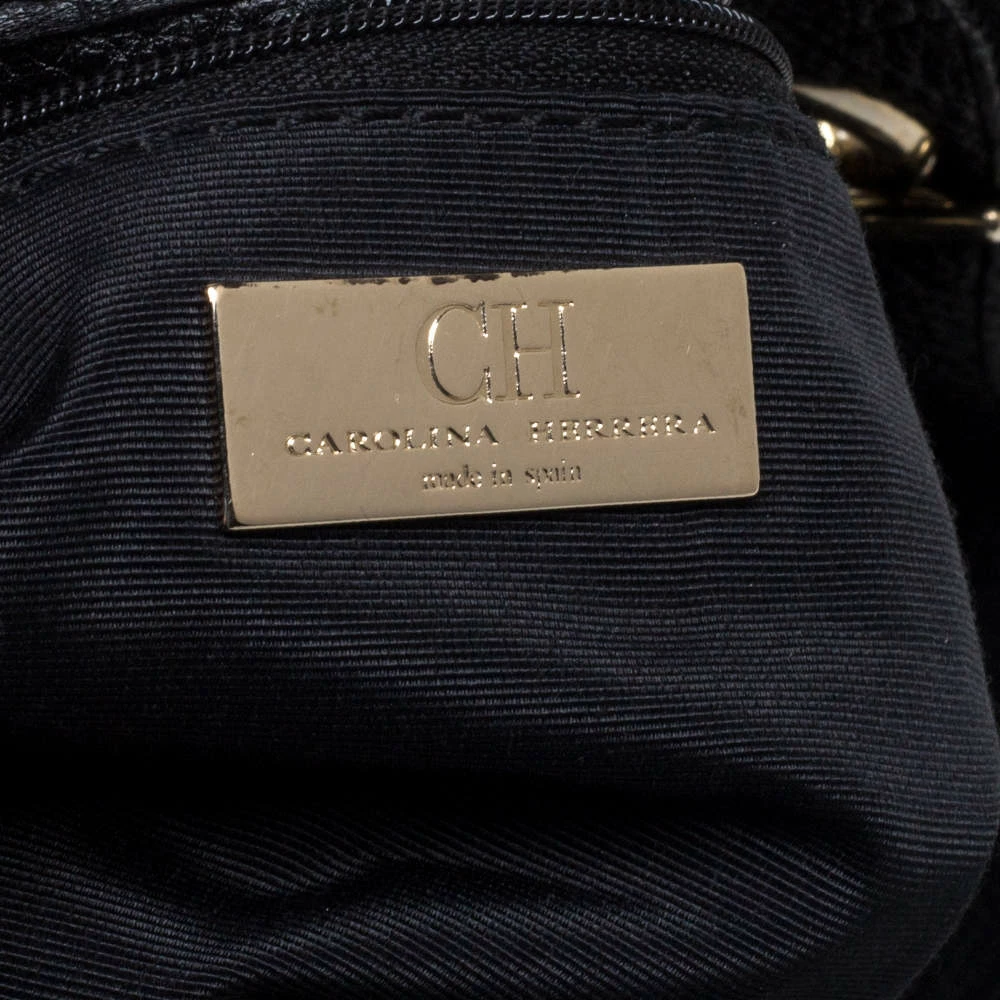 Carolina Herrera Black Monogram Leather Chain Hobo Women