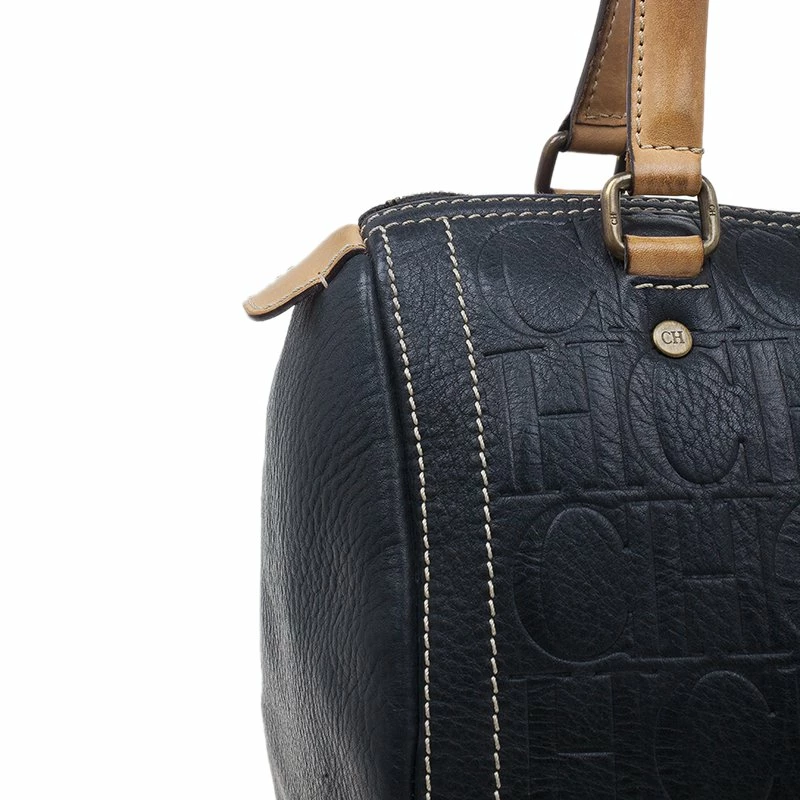 Carolina Herrera Black Leather Andy Boston Bag Women