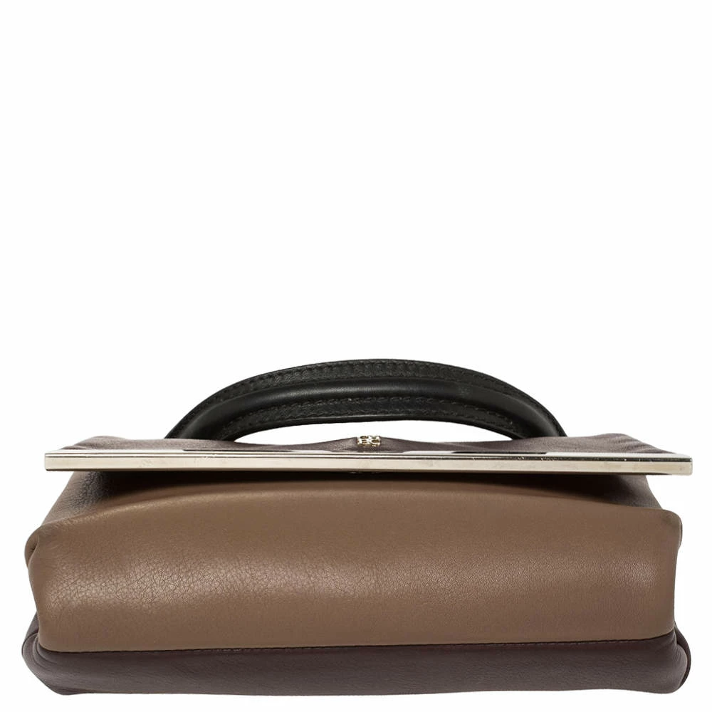 Carolina Herrera Bicolor Leather Top Handle Bag Women - Brown