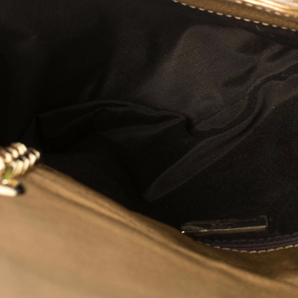 Carolina Herrera Gold Monogram Leather Audrey Shoulder Bag Women