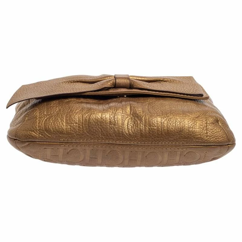 Carolina Herrera Gold Monogram Leather Audrey Shoulder Bag Women