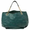 Carolina Herrera Green Monogram Leather Chain Hobo Women