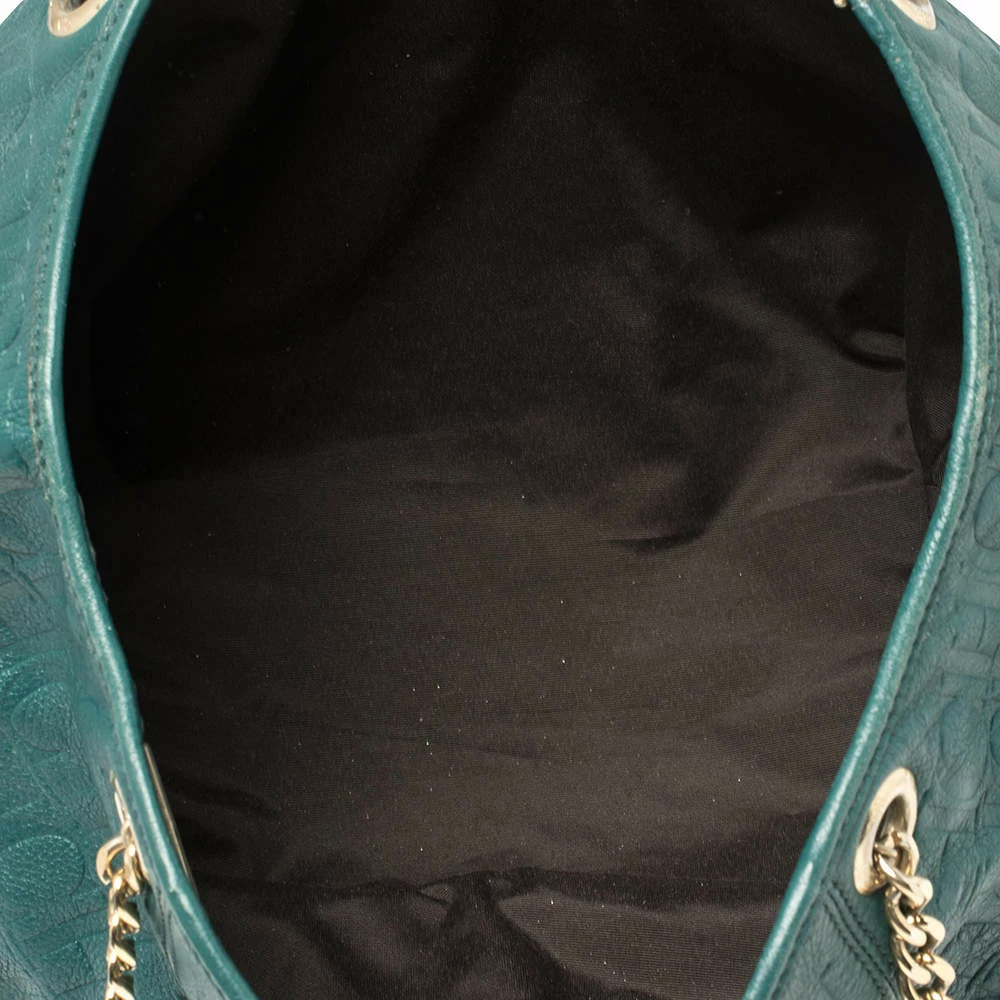 Carolina Herrera Green Monogram Leather Chain Hobo Women
