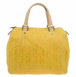Carolina Herrera Yellow Leather Andy Boston Bag Women