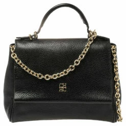 Carolina Herrera Black Leather Minueto Top Handle Bag Women