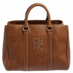 Carolina Herrera Brown Leather Matteo Tote Women