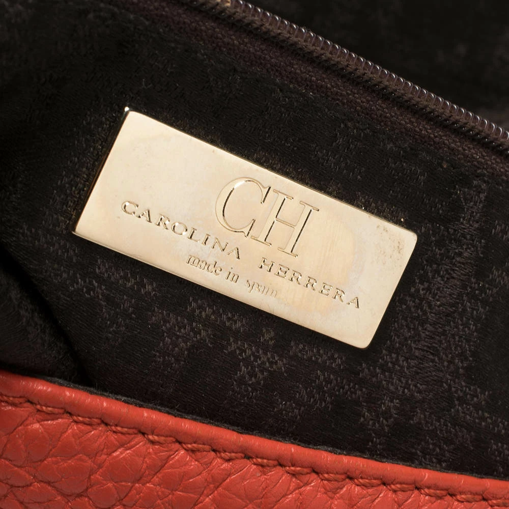 Carolina Herrera Orange Leather Zip Hobo Women
