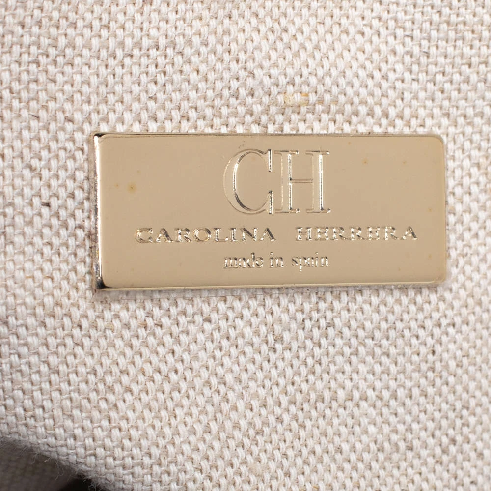 Carolina Herrera Brown Embossed Suede and Leather Bow Bucket Bag Women